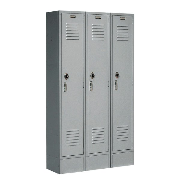 Global Industrial 1-Tier 3 Door Locker, 12Wx18Dx60H, Gray, Assembled 652165GY